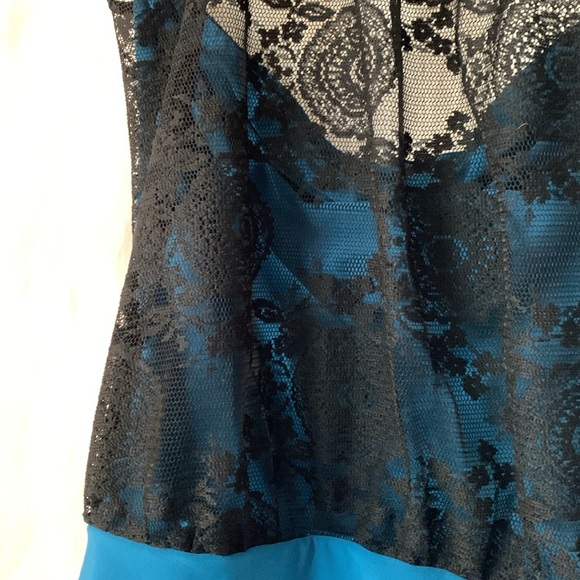 Solar usa Teal Black Lace Up Top XL - Picture 2 of 8